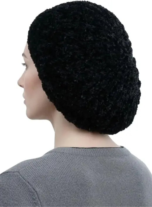 Knitted Snood with Drawstring in Black · Large