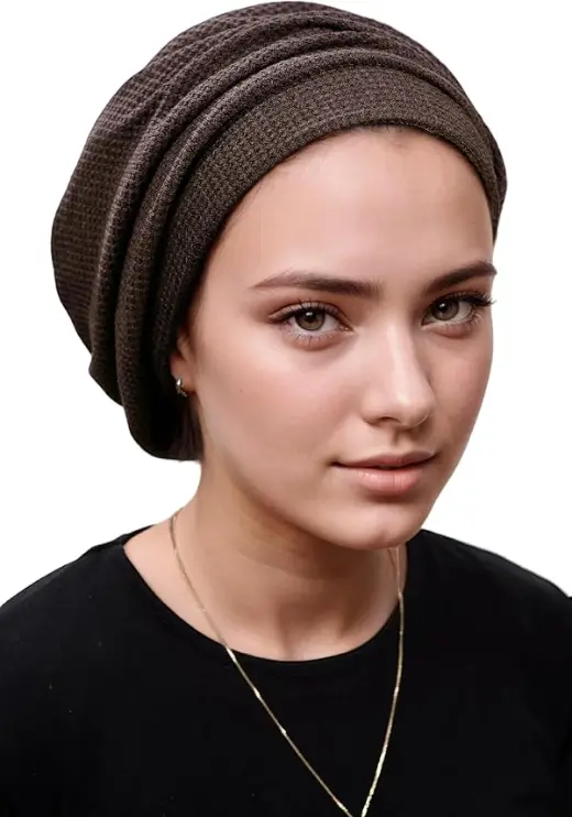Ribbed Beanie Snood in Coffee