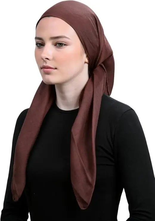 Square Cotton-Viscose Scarf in Brown