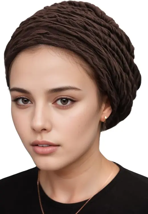Wavy Ruched Snood in Brown